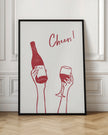 Wall art Cheers wine illustration & text (black & white)