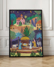 Impression sur toile d'art mural : Scène de la Nativité, nuit étoilée