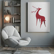 Art mural : Cerf stylisé rétro (rouge)