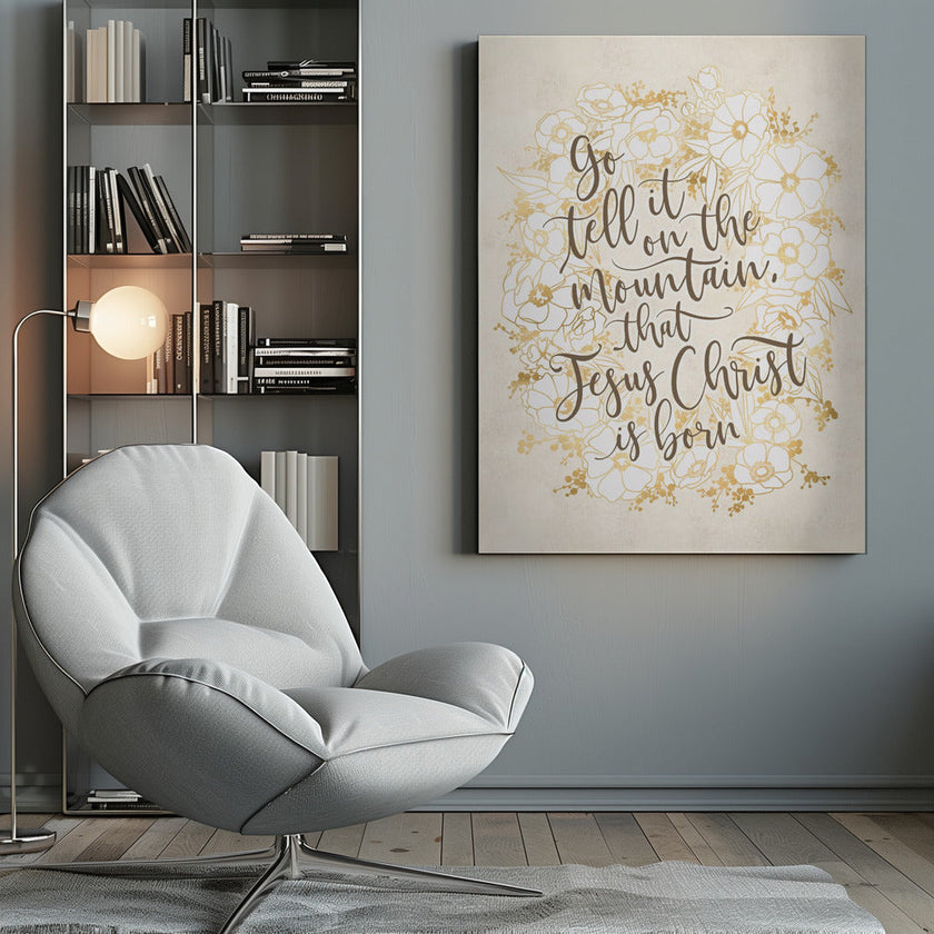 Wall art Go tell it on the mountain - vintage vanilla Canvas Print