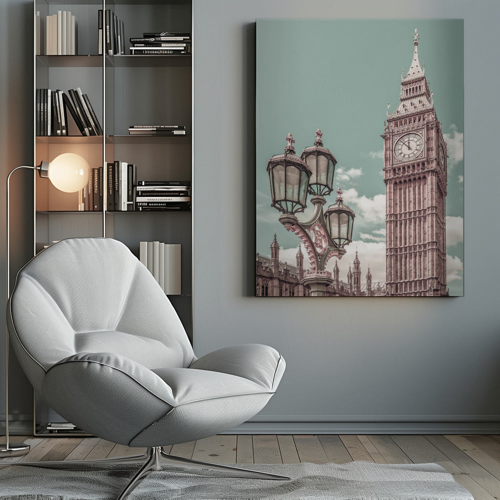 Art mural LONDRES Tour Elizabeth | style urbain vintage