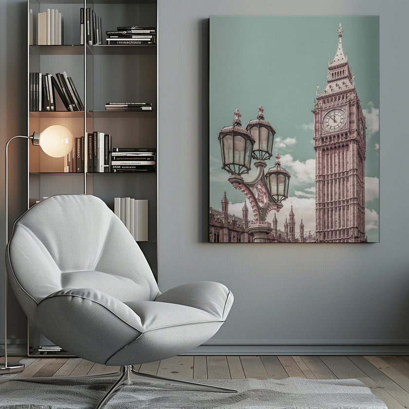 Art mural LONDRES Tour Elizabeth | style urbain vintage