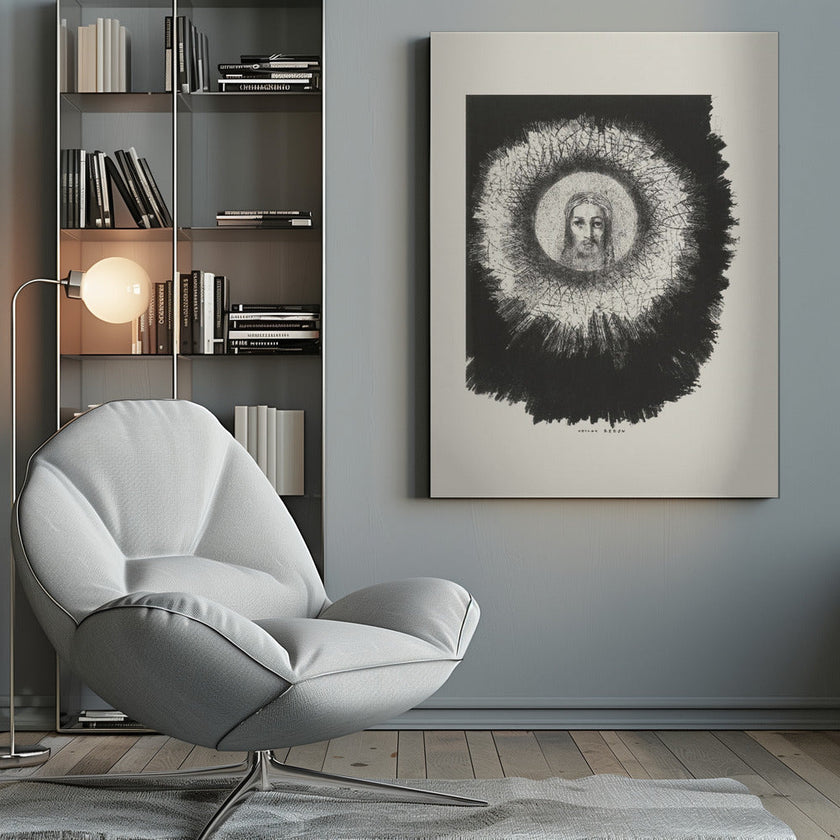 Art mural et le visage du Christ brillait dans le disque solaire.