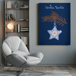 Impression sur toile : Étoile de Noël bleue scintillante et joyeuse