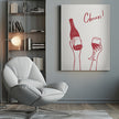 Wall art Cheers wine illustration & text (black & white)