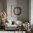 Décoration murale, couronne de roses anglaises rouges pour les vœux de vacances.