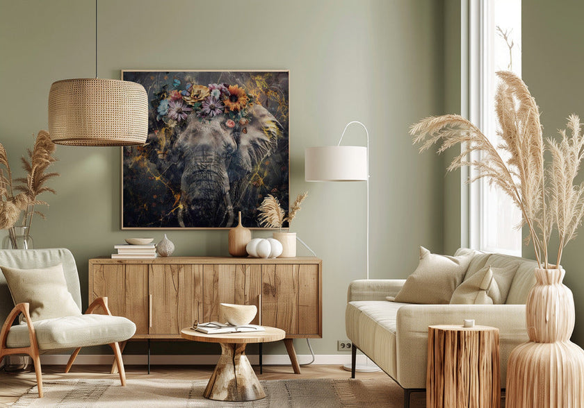 Illustration murale Art animal Éléphant Illustration vintage Art mural 01