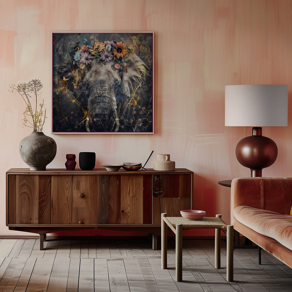 Illustration murale Art animal Éléphant Illustration vintage Art mural 01