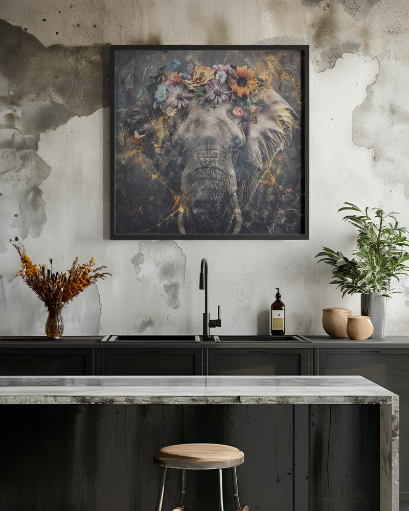 Illustration murale Art animal Éléphant Illustration vintage Art mural 01