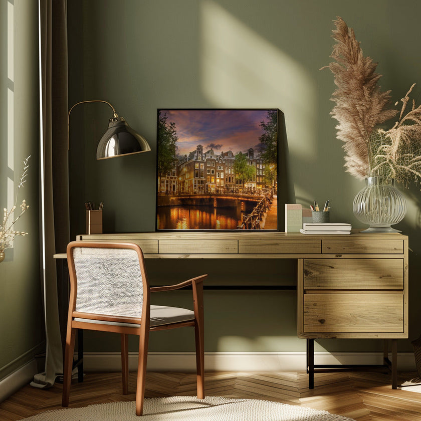 Wall art AMSTERDAM Idyllic impression from Singel