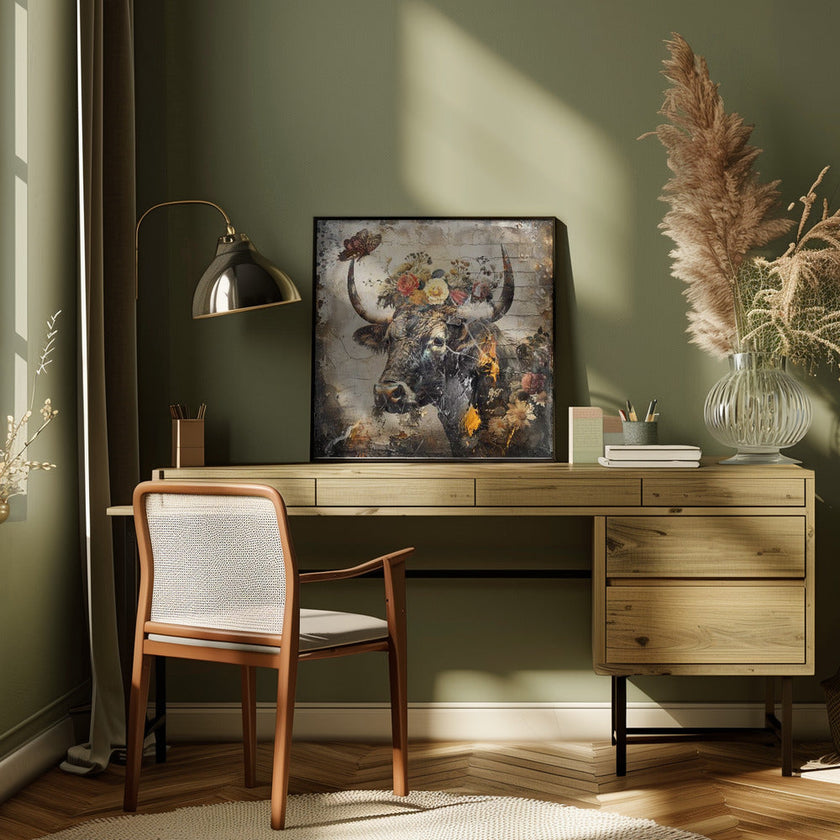 Illustration vintage d'animaux floraux pour décoration murale 09