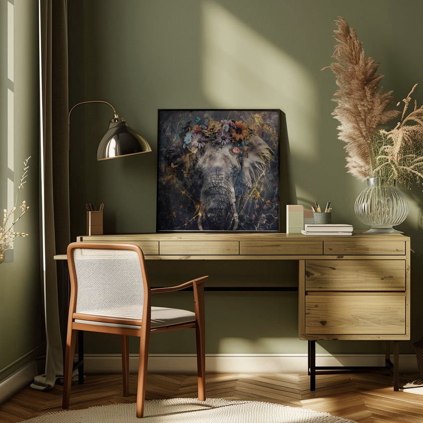 Illustration murale Art animal Éléphant Illustration vintage Art mural 01