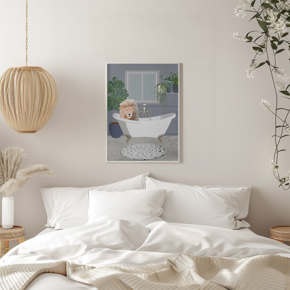 Impression sur toile d'art mural : Lion prend un bain
