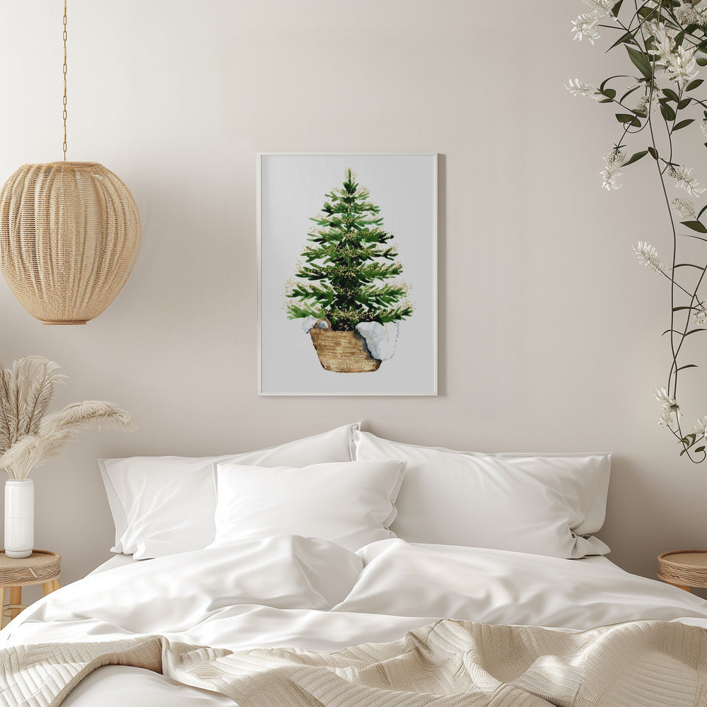 Impression sur toile : Arbre de Noël aquarelle confortable (2)