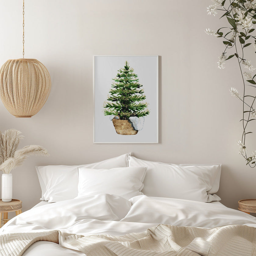Impression sur toile : Arbre de Noël aquarelle confortable (2)