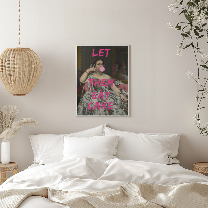 Wall art Let Them Eat Cake, Bubble Gum Vintage Portrait
