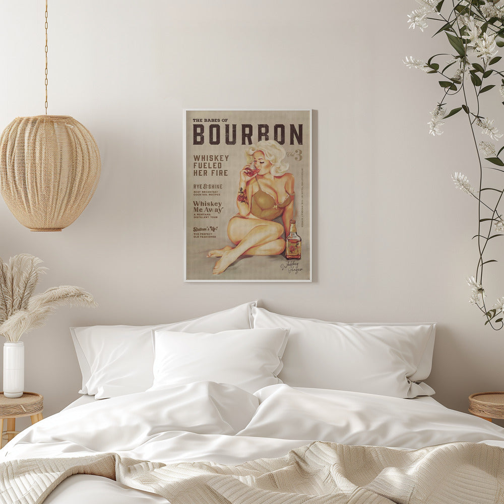 Wall art Babes of Bourbon Vol 3 Sexy Vintage Pin Up Girl Drinking Whiskey
