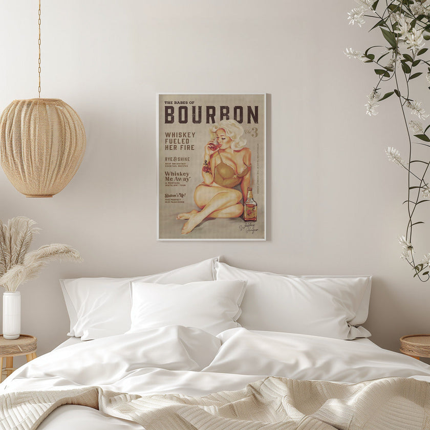 Wall art Babes of Bourbon Vol 3 Sexy Vintage Pin Up Girl Drinking Whiskey