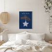 Impression sur toile : Étoile de Noël bleue scintillante et joyeuse
