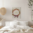 Wall art Cozy Season. Christmas wreath with bow Canvas Print