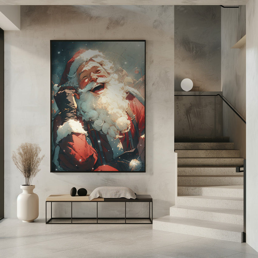 Décoration murale Père Noël rieur - Décoration de Noël