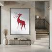 Art mural : Cerf stylisé rétro (rouge)
