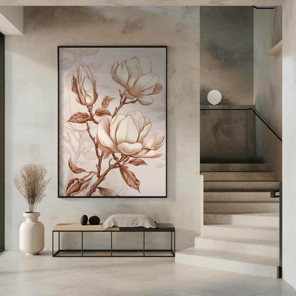 Décoration murale Fleurs Beige 1