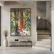 Wall art Green Christmas forest with animals Canvas Print