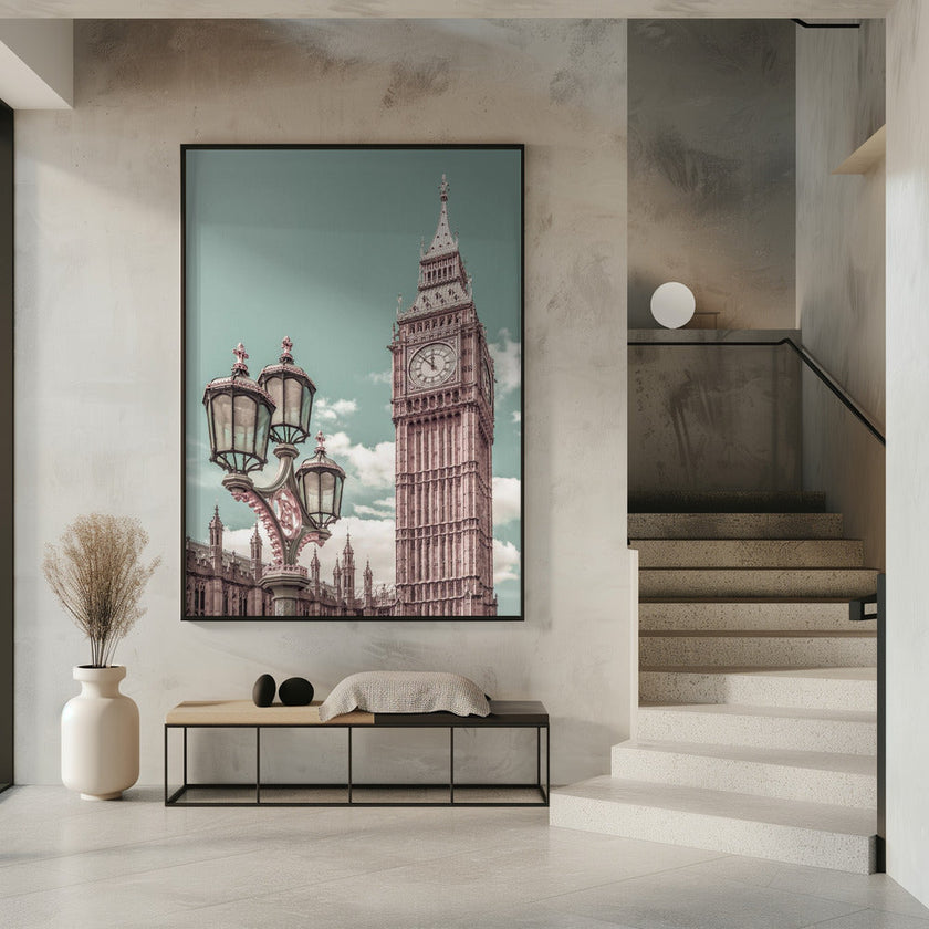 Art mural LONDRES Tour Elizabeth | style urbain vintage