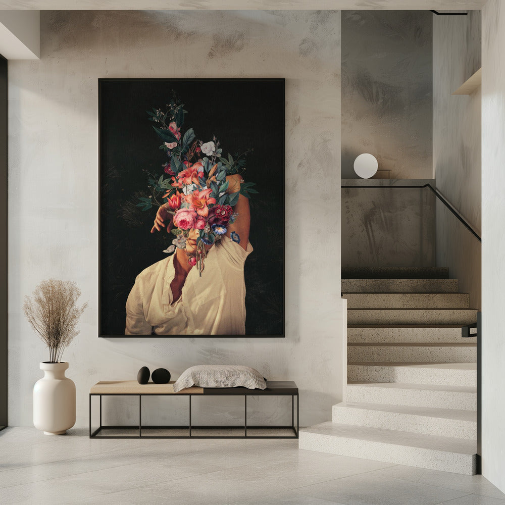 Art mural : Des roses éclosent chaque fois que je pense à toi.