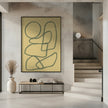 Dessin mural abstrait au trait.
