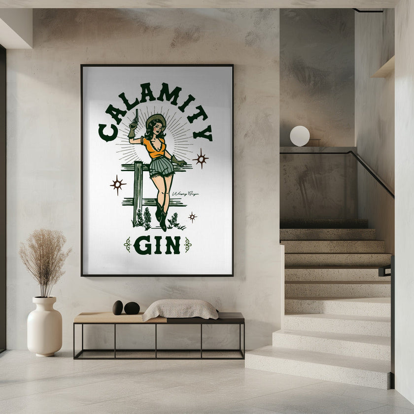 Wall Art Calamity Gin Funny Retro Western Cowgirl