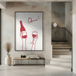 Wall art Cheers wine illustration & text (black & white)
