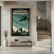 Illustration murale Tourisme d'hiver : Affiche vintage du Canada consacrée au ski