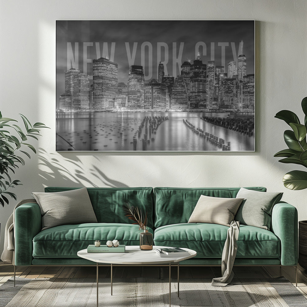 Art mural NEW YORK CITY Skyline Monochrome