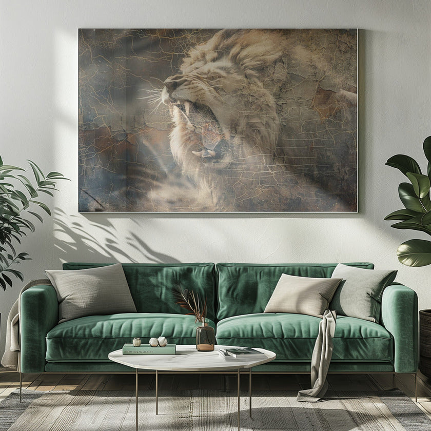 Illustration murale Lion Animal Art Vintage Wallart 09