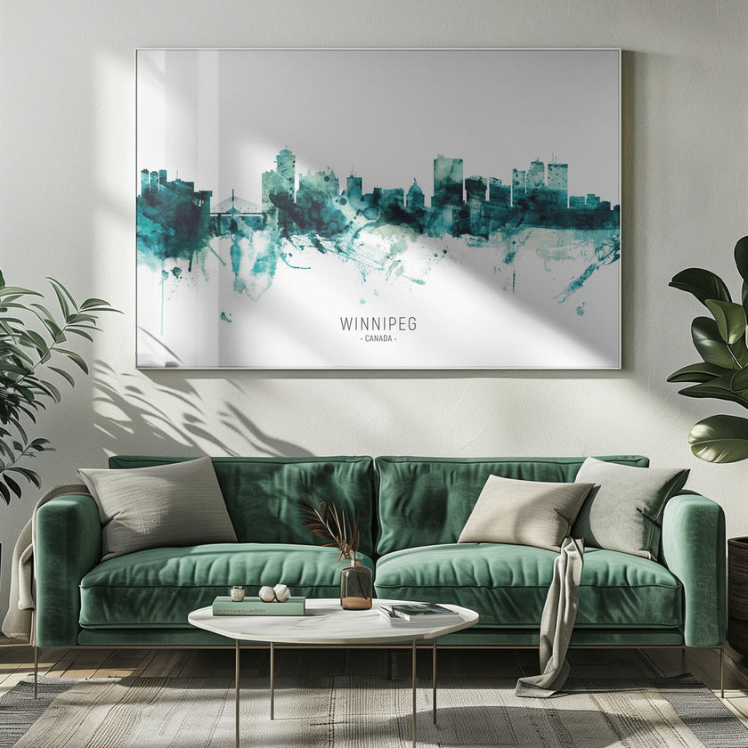 Wall art, ligne d'horizon de Winnipeg, Canada.