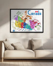 Carte illustrée du Canada avec des animaux, par Carla Daly, pour décoration murale.