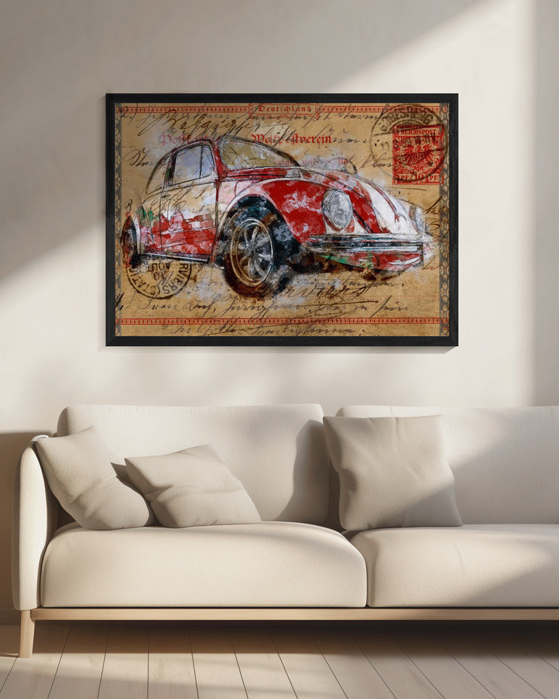 Wall art Volkswagen rouge