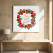 Décoration murale, couronne de roses anglaises rouges pour les vœux de vacances.