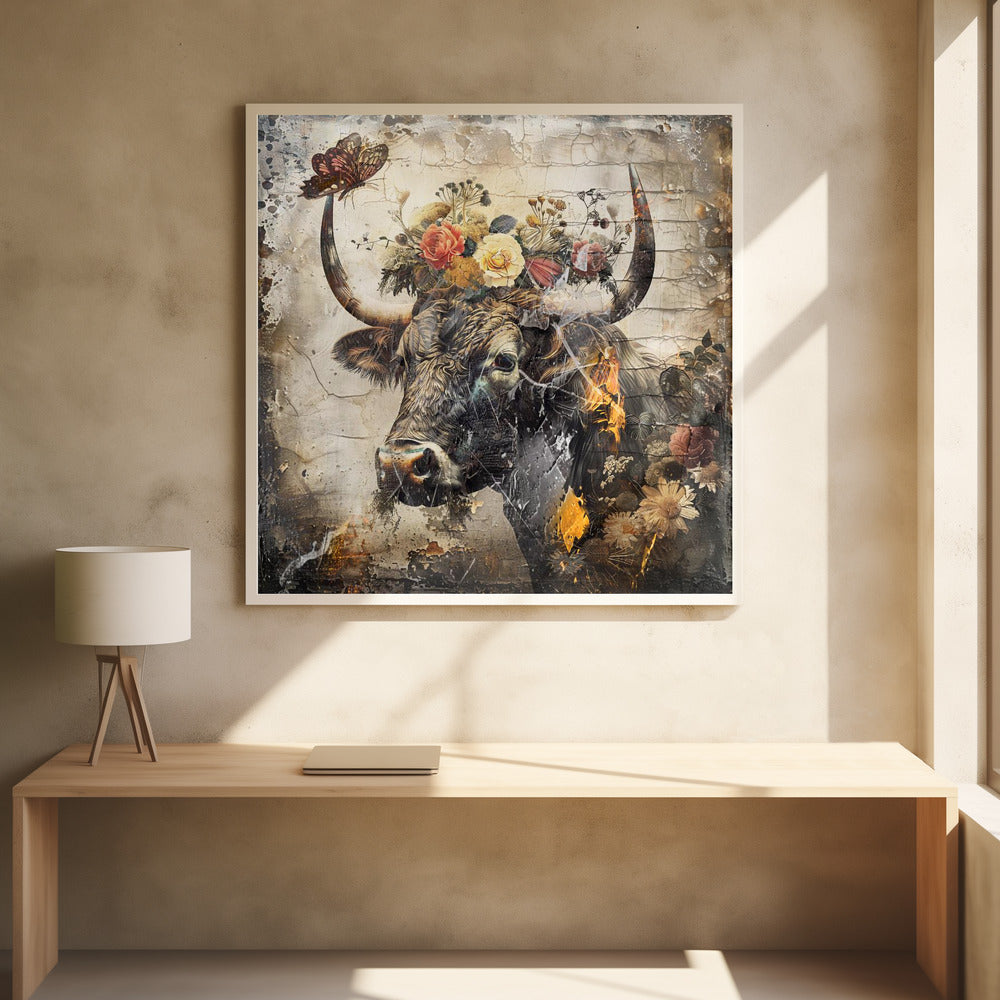 Illustration vintage d'animaux floraux pour décoration murale 09