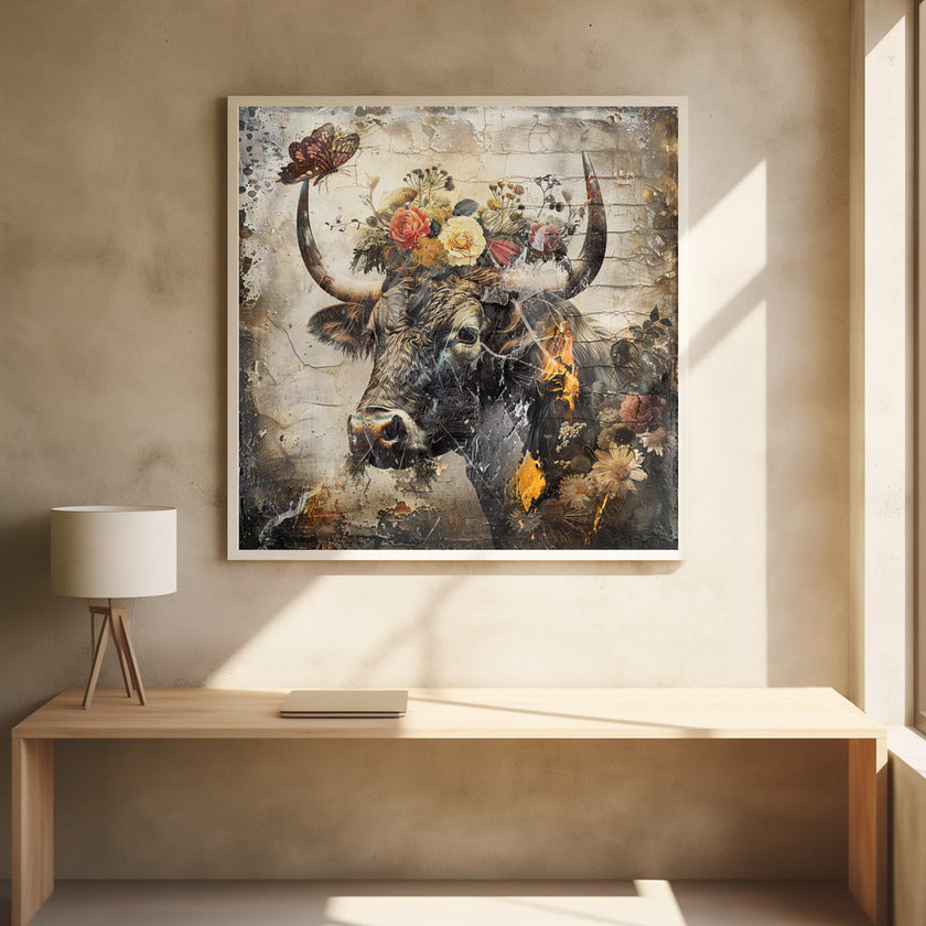 Illustration vintage d'animaux floraux pour décoration murale 09
