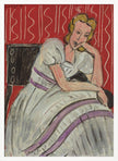 Wall art Jeune Femme Assise En Robe Grise