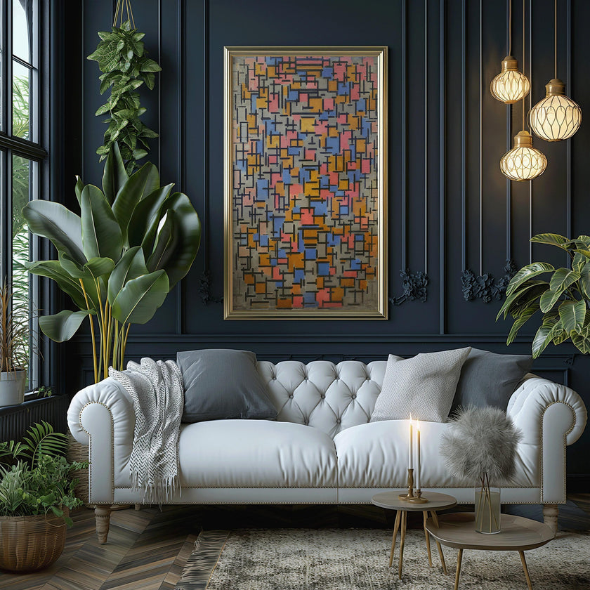 Piet Mondrian Composition (1916) Art Print: Vintage Mid-Century Modern Giclee Print (2x1)