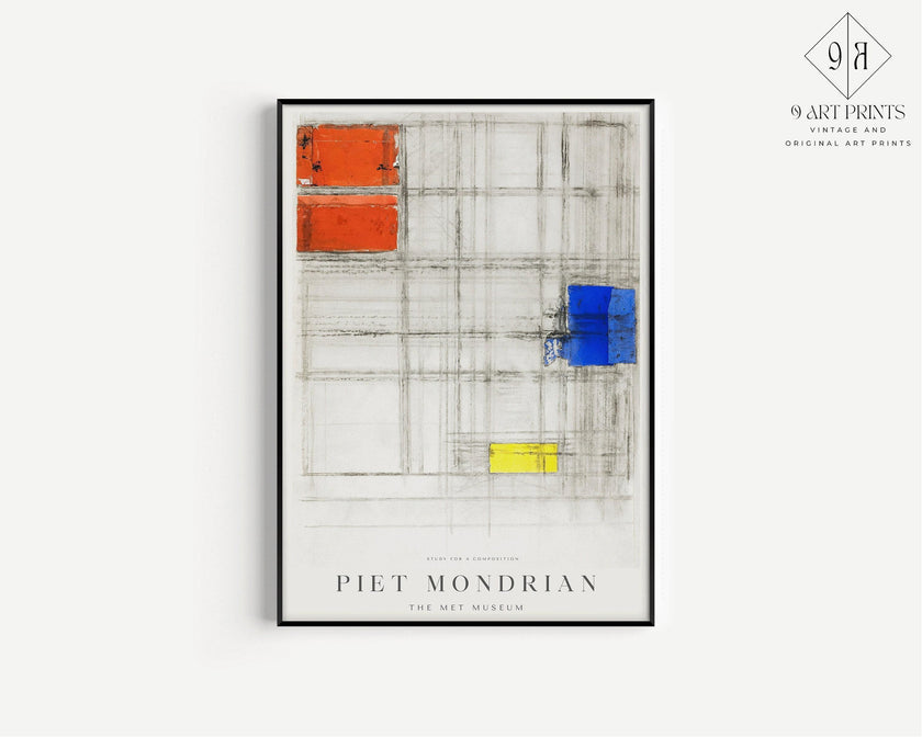 Piet Mondrian - Study for a Composition PRINT | Museum Poster (available handframed or unframed)