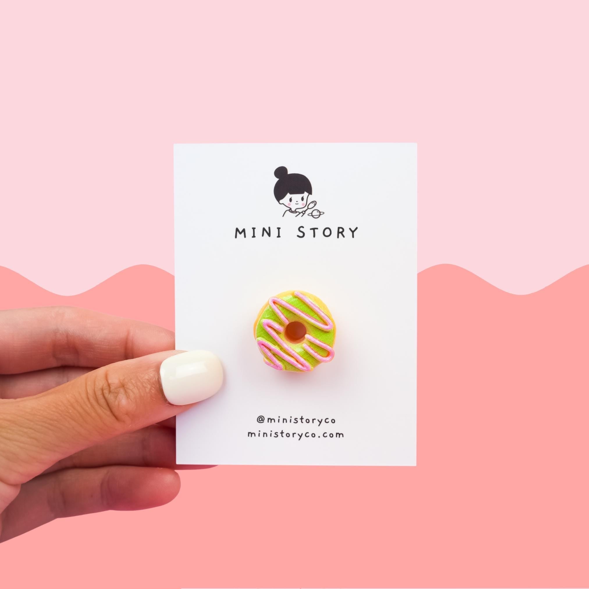 Pink Green Donut Pin