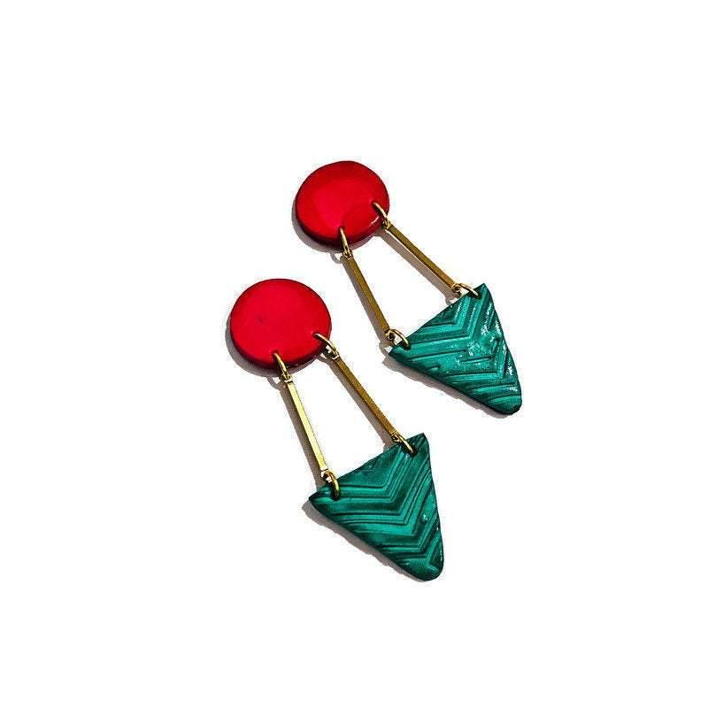 Black & Gold Art Deco Earrings Handmade- 