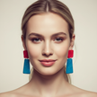 Colorful Dangle Statement Earrings, Post or Clip On – 