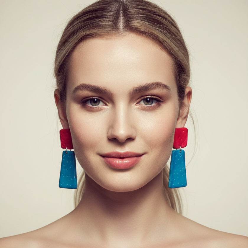 Colorful Dangle Statement Earrings, Post or Clip On – 