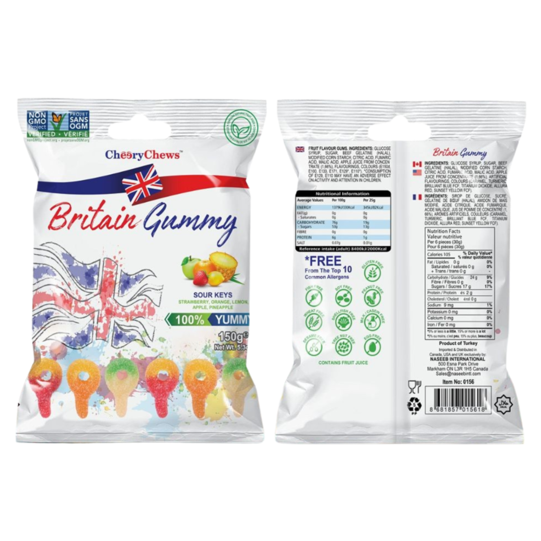 Britain Gummy Sour Keys 150g